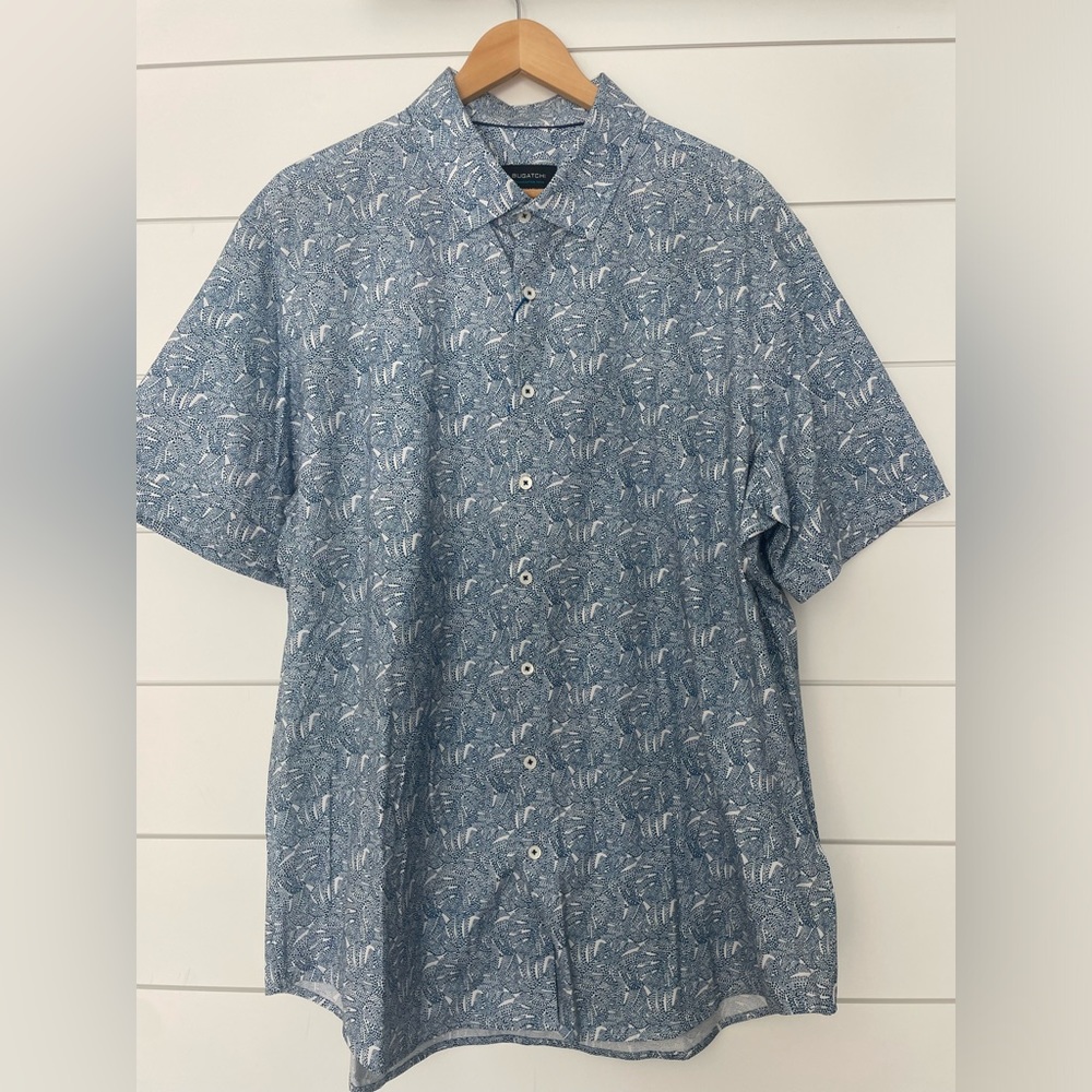 BUGATCHI Men’s XXL Abstract OoohCotton Short Sleeve Shirt